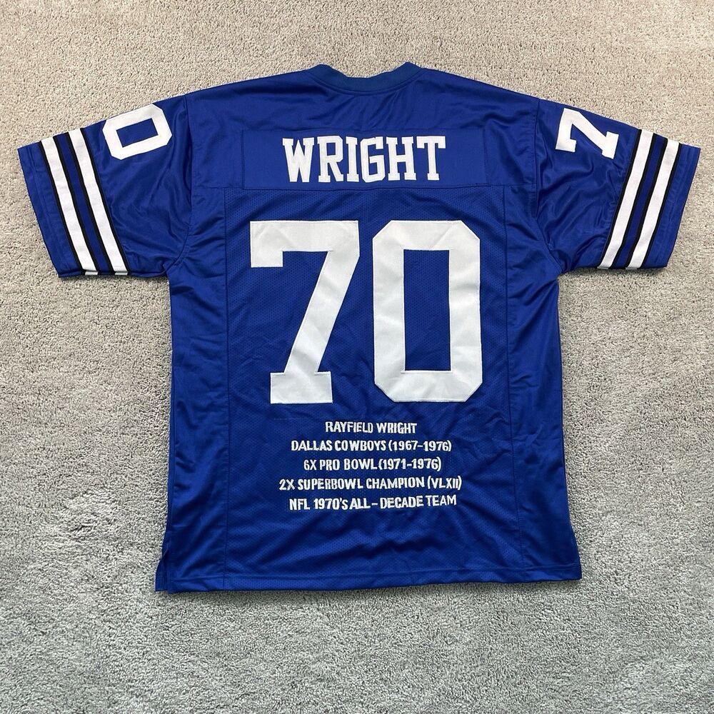 UNSIGNED CUSTOM Sewn Stitched Rayfield Wright Blue Jersey XL